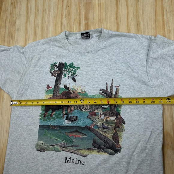 Vintage Maine Nature Animal Tee Size XL Single Stitch Gray Short Sleeve - Picture 6 of 8